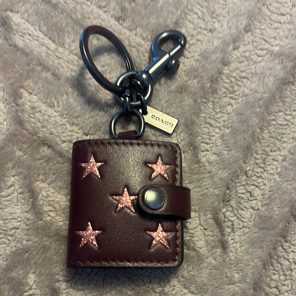 Coach Burgundy and Pink Star Picture Book Keychain